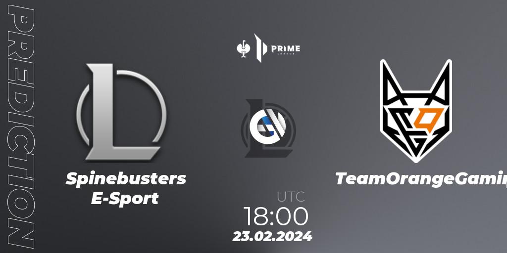 Prognose für das Spiel Spinebusters E-Sport VS TeamOrangeGaming. 23.02.24. LoL - Prime League 2nd Division