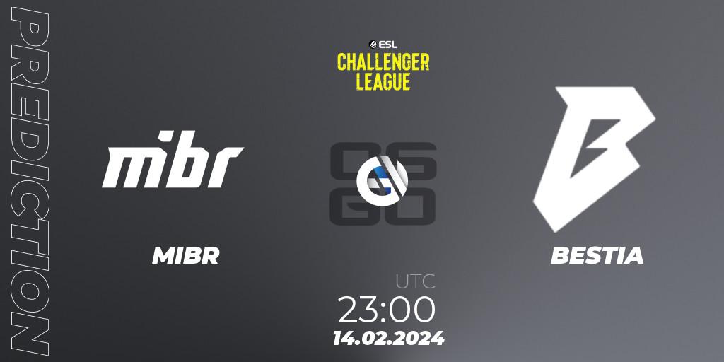Prognose für das Spiel MIBR VS BESTIA. 14.02.2024 at 23:00. Counter-Strike (CS2) - ESL Challenger League Season 47: South America