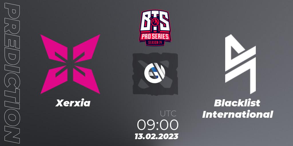 Prognose für das Spiel Xerxia VS Blacklist International. 12.02.23. Dota 2 - BTS Pro Series Season 14: Southeast Asia