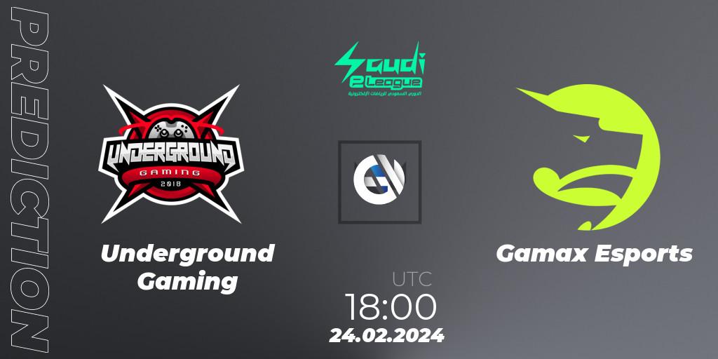 Prognose für das Spiel Underground Gaming VS Gamax Esports. 24.02.2024 at 18:00. VALORANT - Saudi eLeague 2024: Major 1