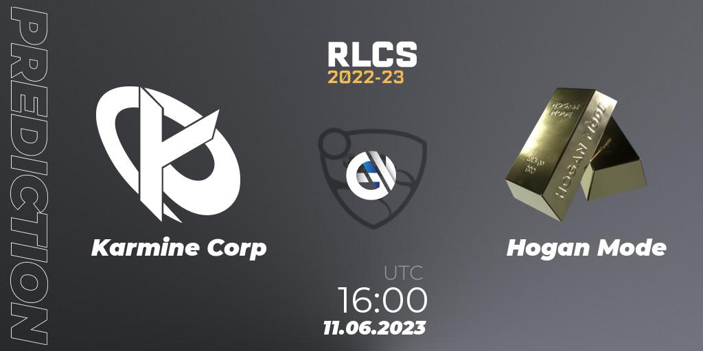 Prognose für das Spiel Karmine Corp VS Hogan Mode. 11.06.2023 at 16:00. Rocket League - RLCS 2022-23 - Spring: Europe Regional 3 - Spring Invitational
