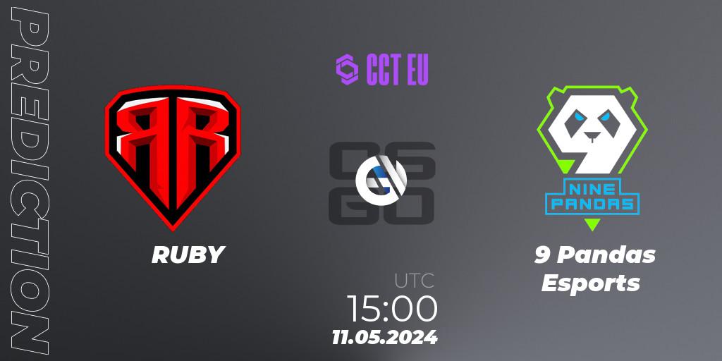 Prognose für das Spiel RUBY VS 9 Pandas Esports. 11.05.2024 at 15:05. Counter-Strike (CS2) - CCT Season 2 Europe Series 2 