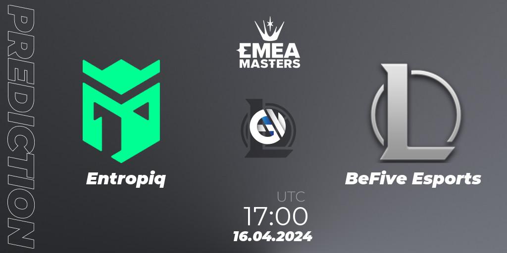 Prognose für das Spiel Entropiq VS BeFive Esports. 16.04.2024 at 17:00. LoL - EMEA Masters Spring 2024 - Play-In