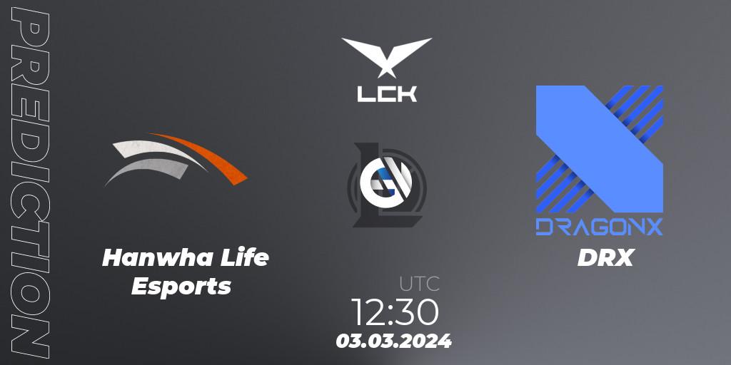 Prognose für das Spiel Hanwha Life Esports VS DRX. 03.03.24. LoL - LCK Spring 2024 - Group Stage