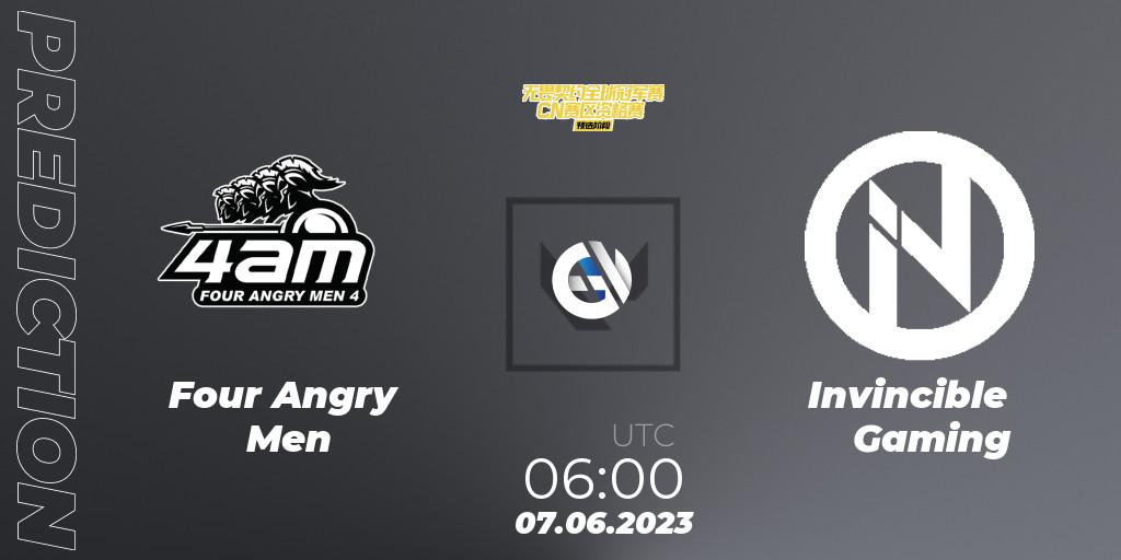 Prognose für das Spiel Four Angry Men VS Invincible Gaming. 07.06.23. VALORANT - VALORANT Champions Tour 2023: China Preliminaries