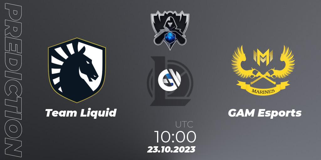 Prognose für das Spiel Team Liquid VS GAM Esports. 23.10.23. LoL - Worlds 2023 LoL - Group Stage
