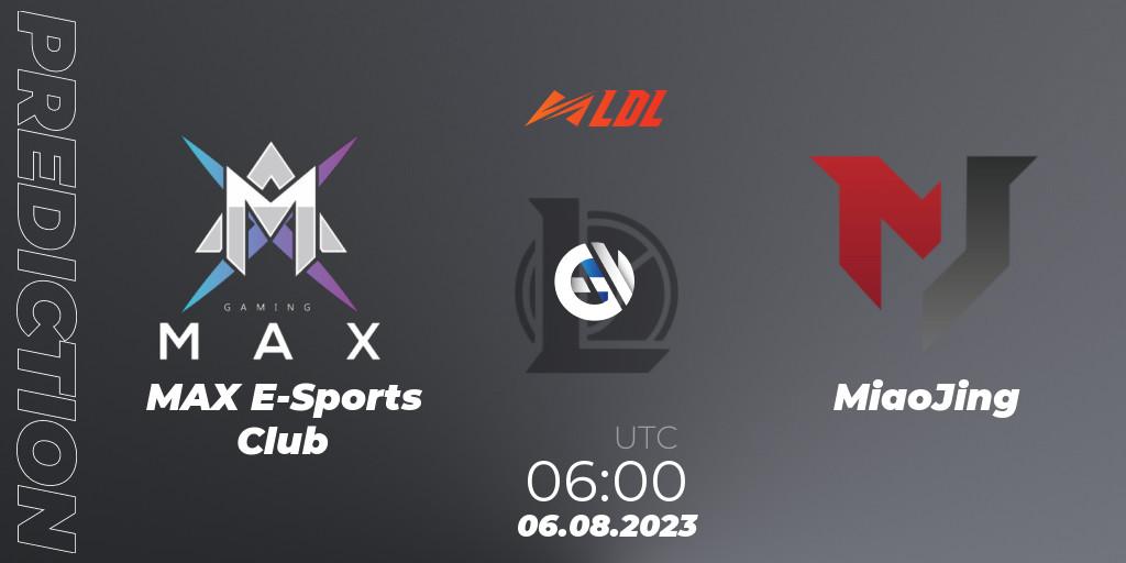 Prognose für das Spiel MAX E-Sports Club VS MiaoJing. 06.08.2023 at 06:00. LoL - LDL 2023 - Playoffs