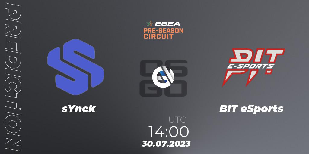 Prognose für das Spiel sYnck VS BIT eSports. 30.07.2023 at 14:00. Counter-Strike (CS2) - ESEA Pre-Season Circuit 2023: European Final