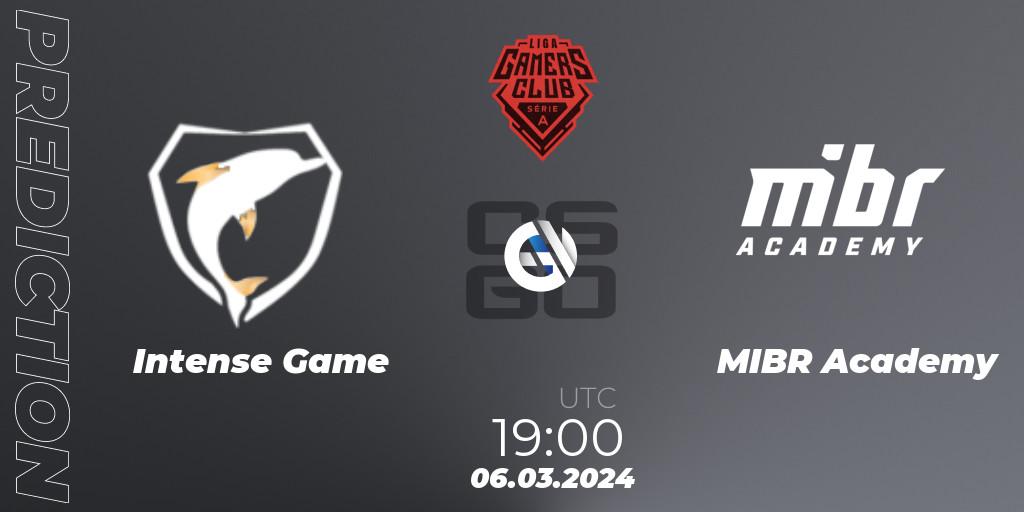 Prognose für das Spiel Intense Game VS MIBR Academy. 06.03.2024 at 19:00. Counter-Strike (CS2) - Gamers Club Liga Série A: February 2024
