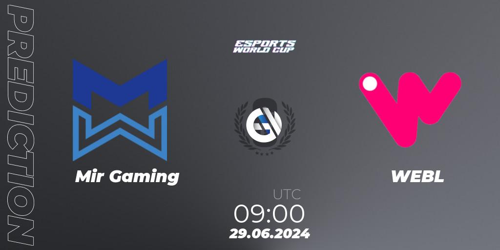 Prognose für das Spiel Mir Gaming VS WEBL. 29.06.2024 at 09:00. Rainbow Six - Esports World Cup 2024: South Korea CQ