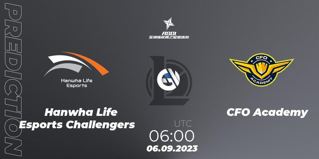 Prognose für das Spiel Hanwha Life Esports Challengers VS CFO Academy. 06.09.2023 at 06:00. LoL - Asia Star Challengers Invitational 2023