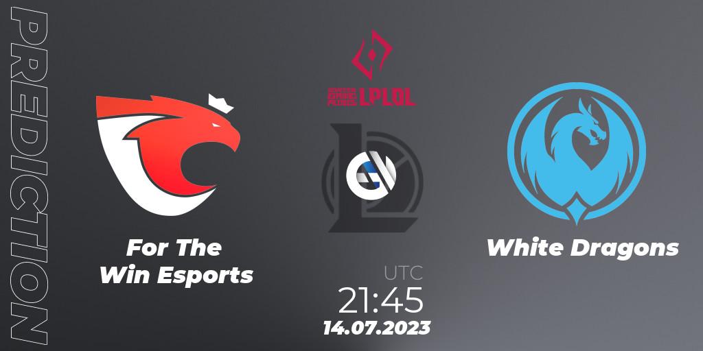 Prognose für das Spiel For The Win Esports VS White Dragons. 14.07.23. LoL - LPLOL Split 2 2023 - Group Stage