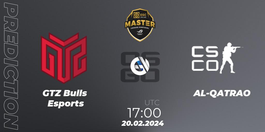 Prognose für das Spiel GTZ Bulls Esports VS AL-QATRAO. 20.02.24. CS2 (CS:GO) - Master League Portugal Season 13: Closed Qualifier