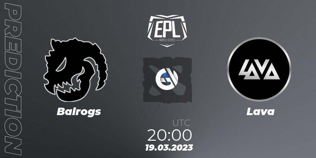 Prognose für das Spiel Balrogs VS Lava. 19.03.2023 at 22:09. Dota 2 - European Pro League World Series America Season 4