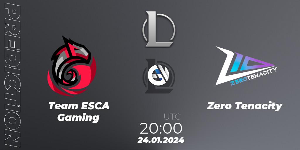 Prognose für das Spiel Team ESCA Gaming VS Zero Tenacity. 24.01.24. LoL - Ultraliga S11