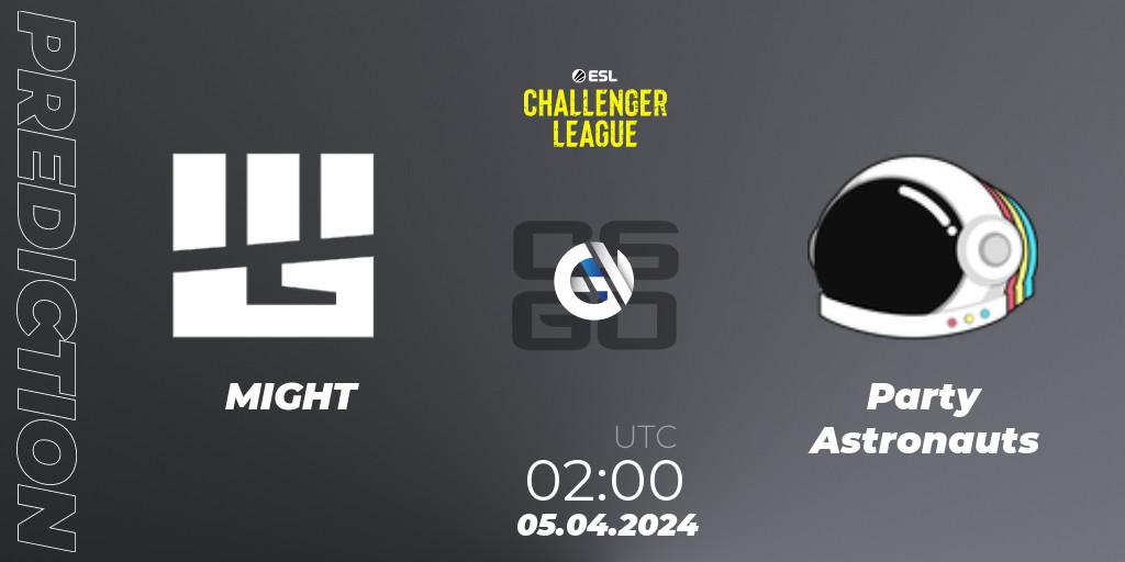 Prognose für das Spiel MIGHT VS Party Astronauts. 05.04.24. CS2 (CS:GO) - ESL Challenger League Season 47: North America