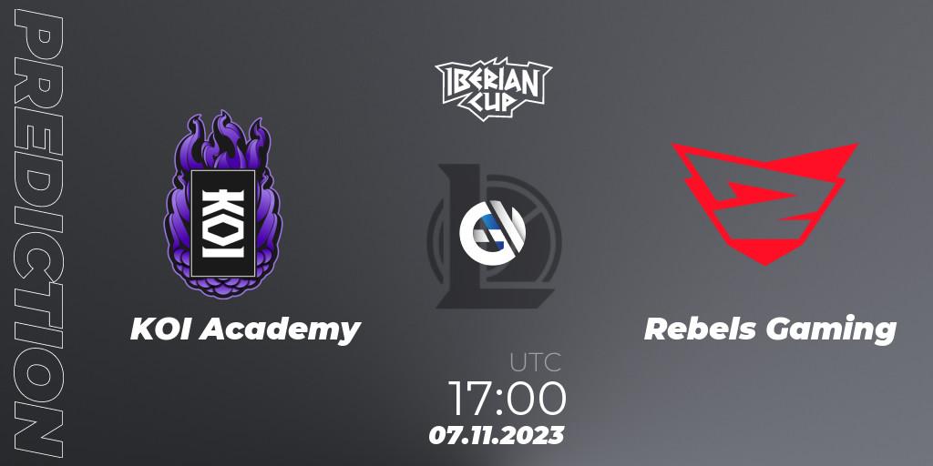 Prognose für das Spiel KOI Academy VS Rebels Gaming. 07.11.2023 at 17:00. LoL - Iberian Cup 2023