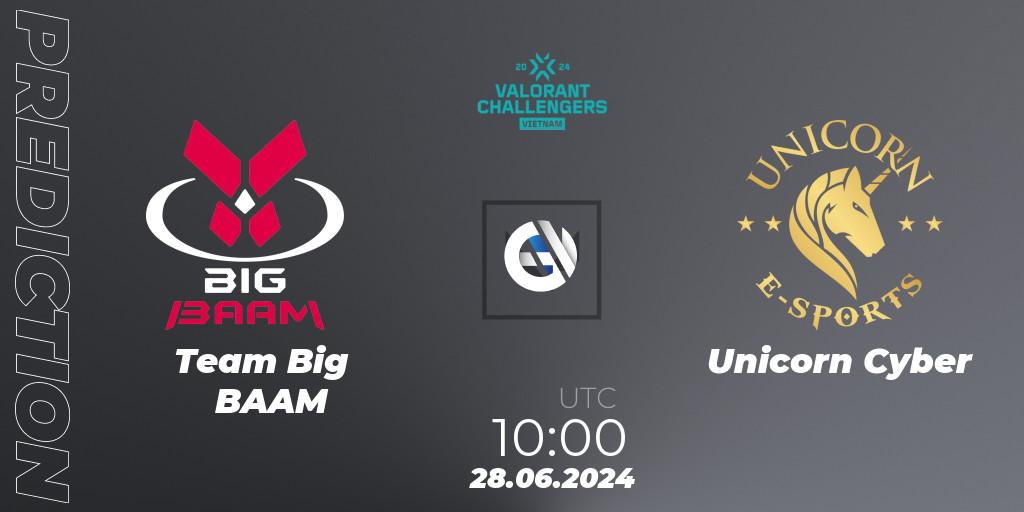 Prognose für das Spiel Team Big BAAM VS Unicorn Cyber. 28.06.2024 at 10:00. VALORANT - VALORANT Challengers 2024: Vietnam Split 2