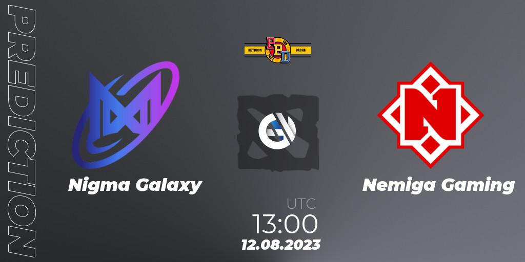 Prognose für das Spiel Nigma Galaxy VS Nemiga Gaming. 12.08.2023 at 13:01. Dota 2 - BetBoom Dacha - Online Stage