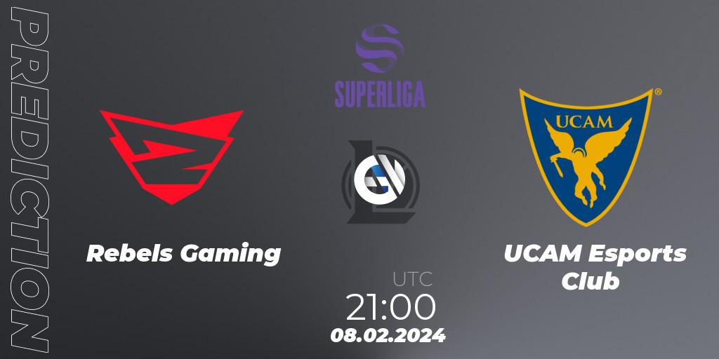 Prognose für das Spiel Rebels Gaming VS UCAM Esports Club. 08.02.2024 at 21:00. LoL - Superliga Spring 2024 - Group Stage