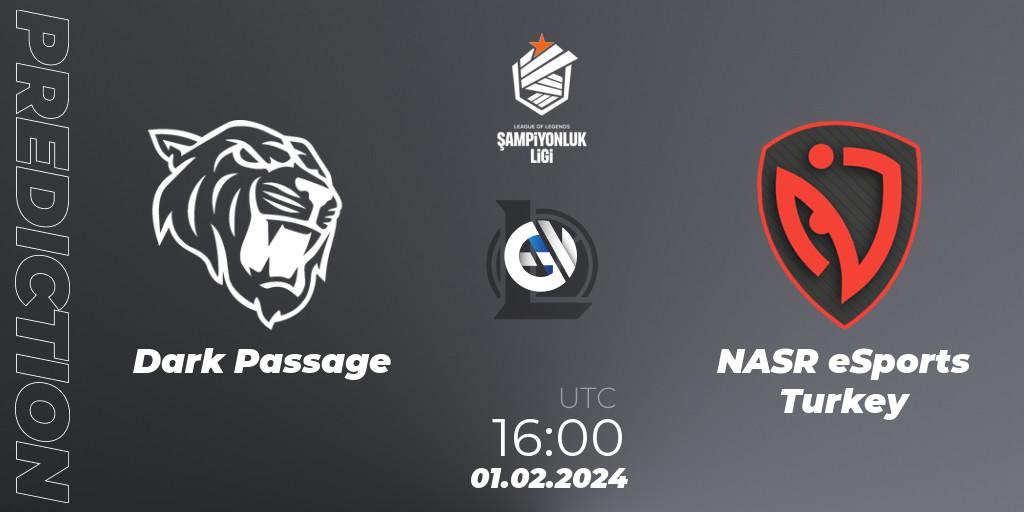 Prognose für das Spiel Dark Passage VS NASR eSports Turkey. 01.02.2024 at 16:00. LoL - TCL Winter 2024