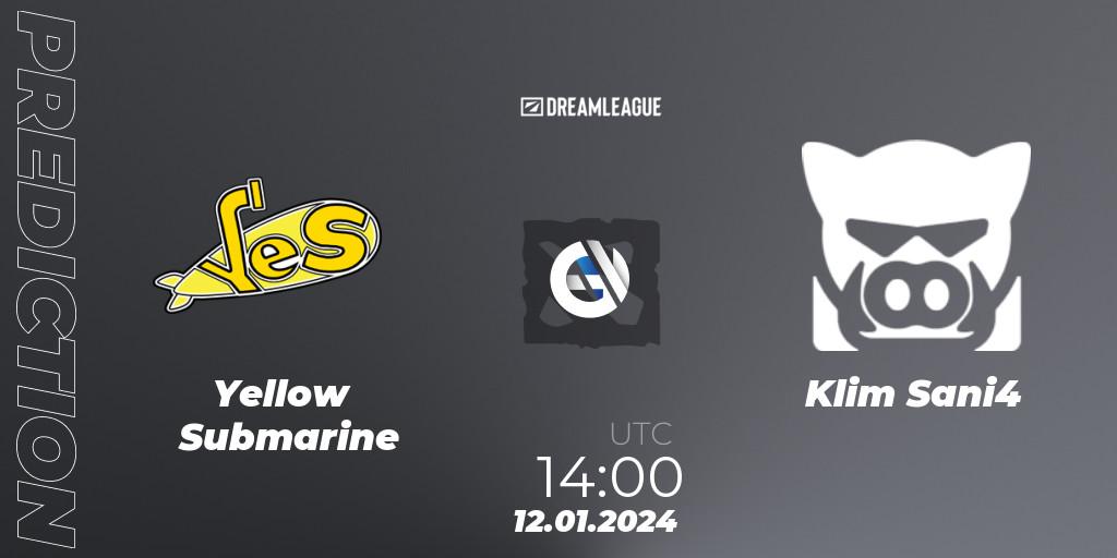Prognose für das Spiel Yellow Submarine VS Klim Sani4. 12.01.24. Dota 2 - DreamLeague Season 22: Eastern Europe Open Qualifier #2