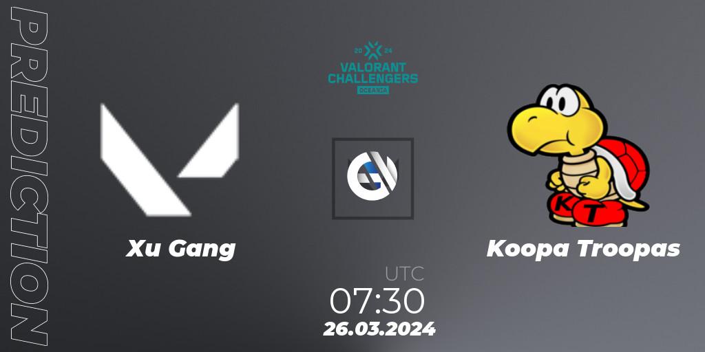 Prognose für das Spiel Xu Gang VS Koopa Troopas. 26.03.24. VALORANT - VALORANT Challengers 2024 Oceania: Split 1
