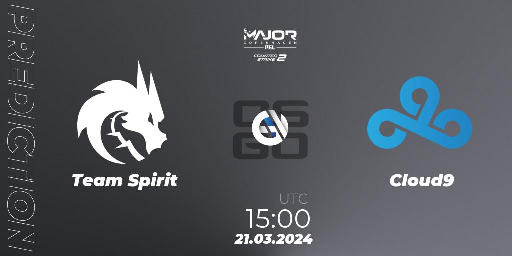 Prognose für das Spiel Team Spirit VS Cloud9. 21.03.24. CS2 (CS:GO) - PGL CS2 Major Copenhagen 2024