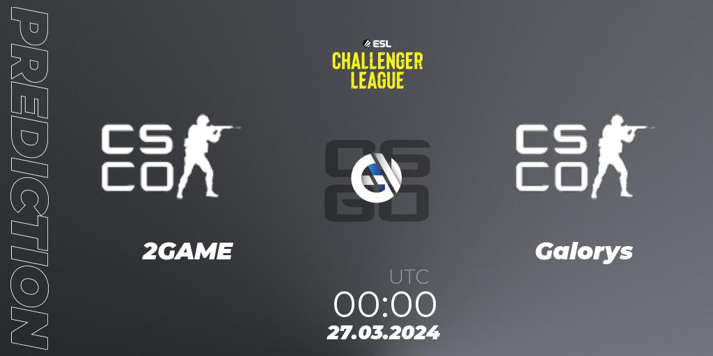 Prognose für das Spiel 2GAME VS Galorys. 27.03.24. CS2 (CS:GO) - ESL Challenger League Season 47: South America