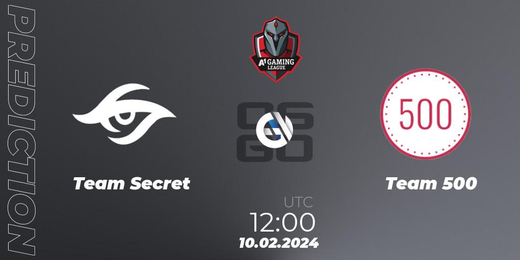 Prognose für das Spiel Team Secret VS Team 500. 10.02.24. CS2 (CS:GO) - A1 Gaming League Season 8