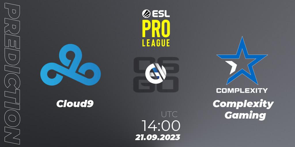 Prognose für das Spiel Cloud9 VS Complexity Gaming. 21.09.23. CS2 (CS:GO) - ESL Pro League Season 18