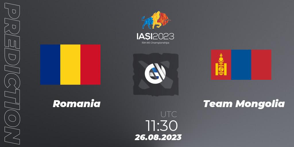 Prognose für das Spiel Romania VS Team Mongolia. 26.08.23. Dota 2 - IESF World Championship 2023