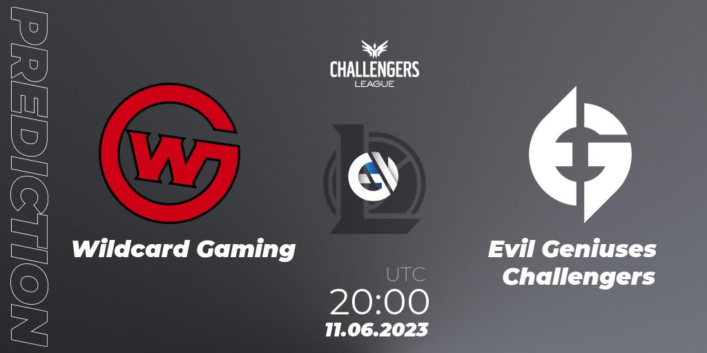 Prognose für das Spiel Wildcard Gaming VS Evil Geniuses Challengers. 11.06.23. LoL - North American Challengers League 2023 Summer - Group Stage