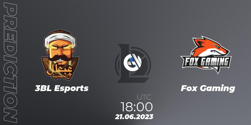 Prognose für das Spiel 3BL Esports VS Fox Gaming. 21.06.2023 at 18:00. LoL - Arabian League Summer 2023 - Group Stage