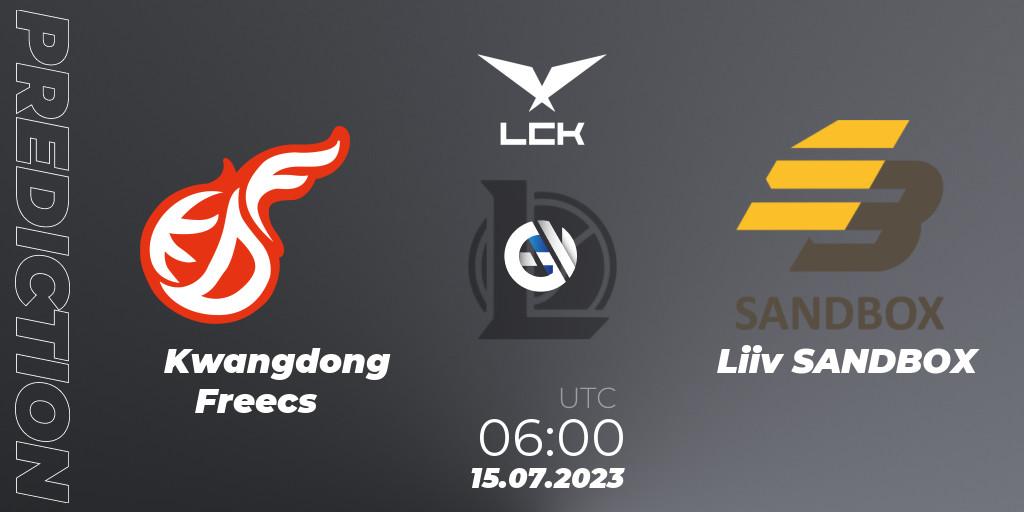 Prognose für das Spiel Kwangdong Freecs VS Liiv SANDBOX. 15.07.23. LoL - LCK Summer 2023 Regular Season