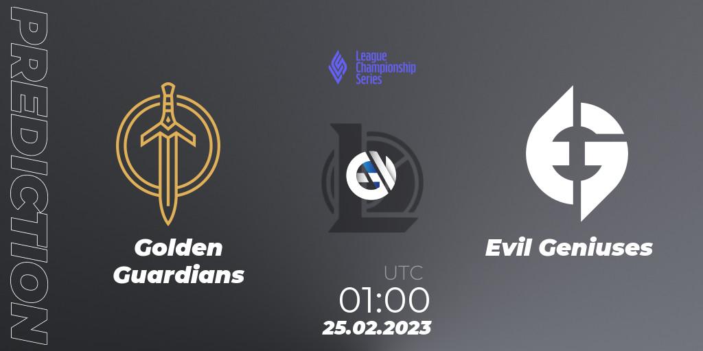Prognose für das Spiel Golden Guardians VS Evil Geniuses. 25.02.23. LoL - LCS Spring 2023 - Group Stage