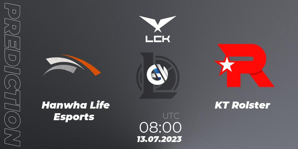 Prognose für das Spiel Hanwha Life Esports VS KT Rolster. 13.07.23. LoL - LCK Summer 2023 Regular Season