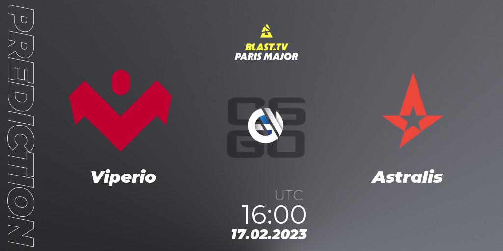Prognose für das Spiel Viperio VS Astralis. 17.02.2023 at 16:00. Counter-Strike (CS2) - BLAST.tv Paris Major 2023 Europe RMR Closed Qualifier A