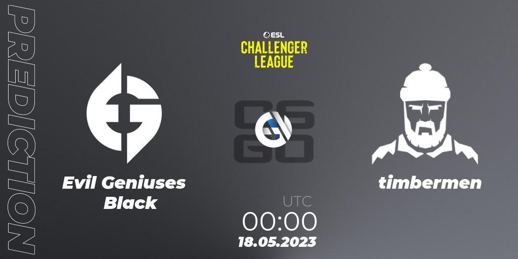 Prognose für das Spiel Evil Geniuses Black VS timbermen. 18.05.23. CS2 (CS:GO) - ESL Challenger League Season 45: North America