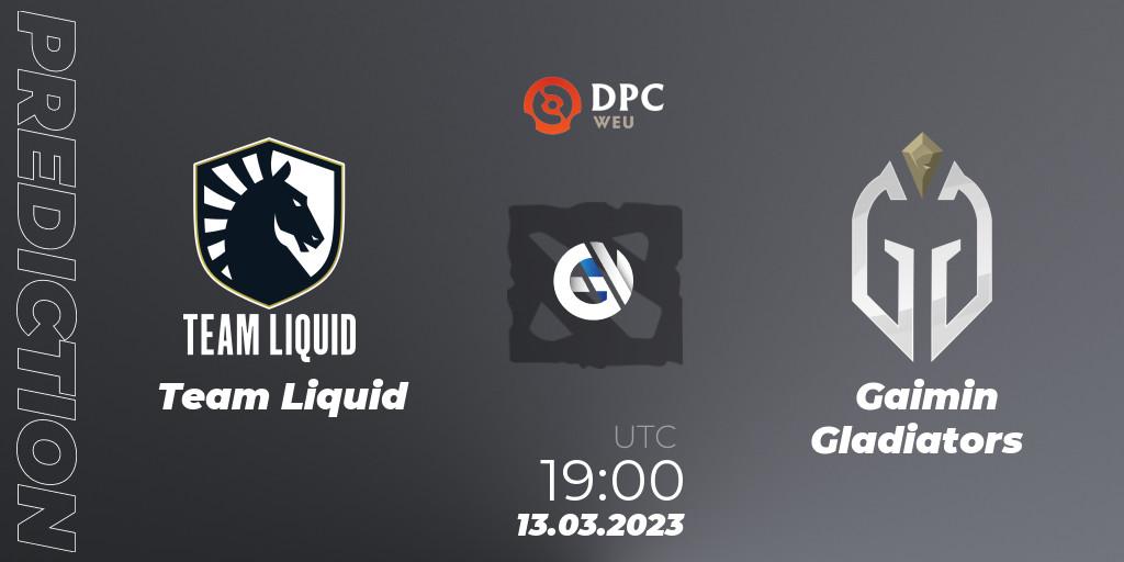Prognose für das Spiel Team Liquid VS Gaimin Gladiators. 13.03.2023 at 18:55. Dota 2 - DPC 2023 Tour 2: WEU Division I (Upper)
