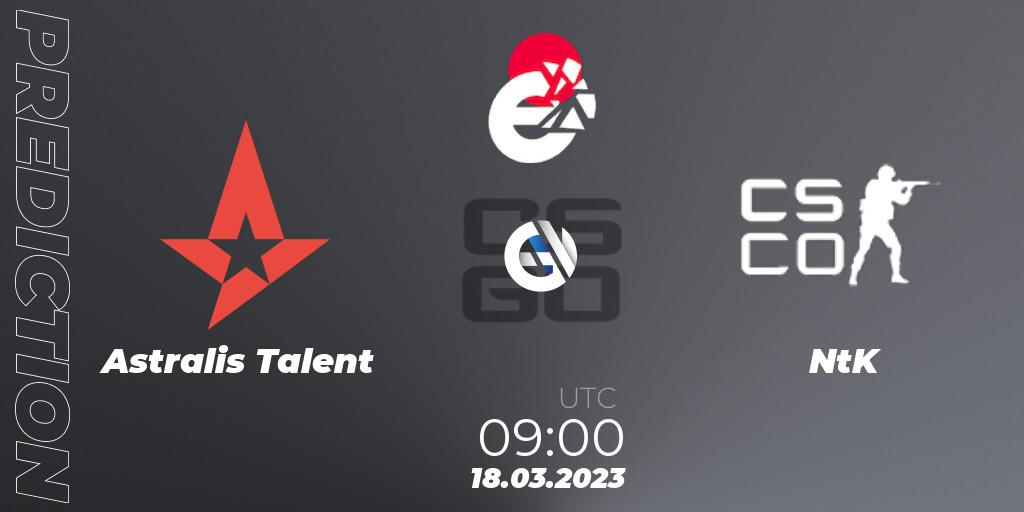 Prognose für das Spiel Astralis Talent VS NtK. 18.03.23. CS2 (CS:GO) - IESF World Esports Championship 2023: Danish Qualifier