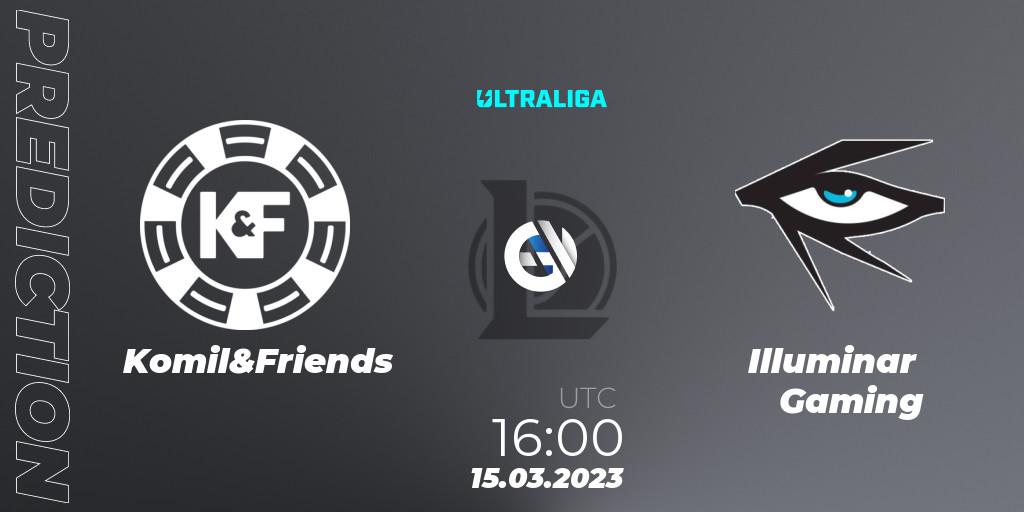 Prognose für das Spiel Komil&Friends VS Illuminar Gaming. 08.03.2023 at 16:00. LoL - Ultraliga Season 9 - Group Stage