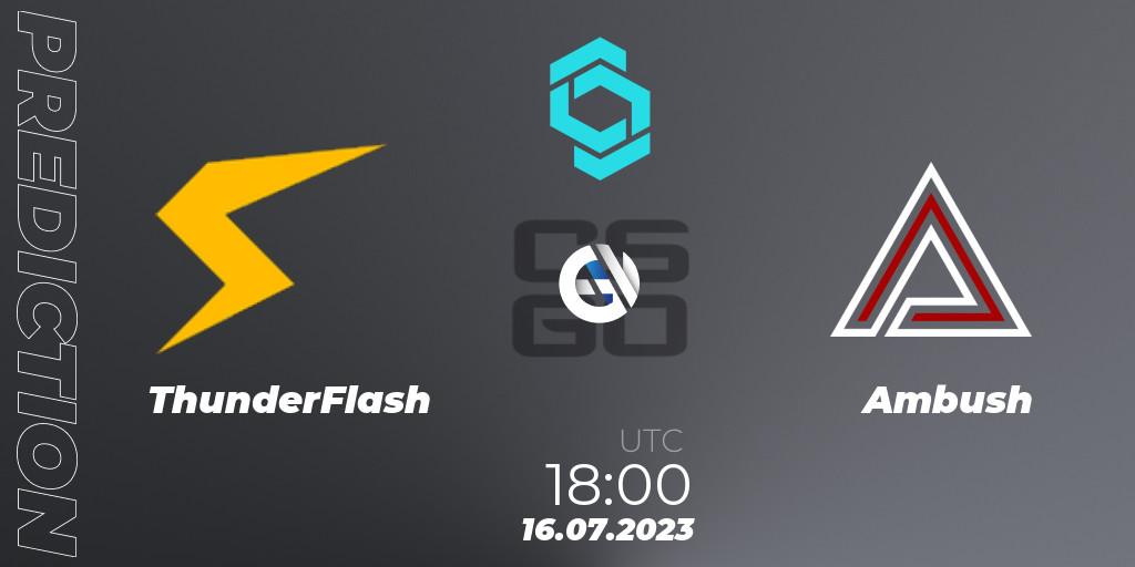 Prognose für das Spiel ThunderFlash VS Ambush. 16.07.23. CS2 (CS:GO) - CCT North Europe Series #6: Closed Qualifier