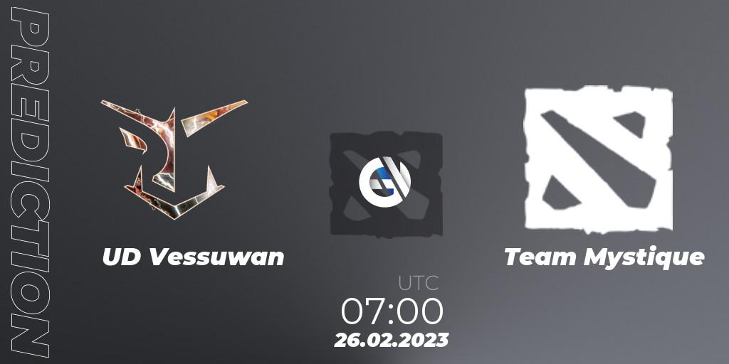 Prognose für das Spiel UD Vessuwan VS Team Mystique. 26.02.23. Dota 2 - GGWP Dragon Series 1