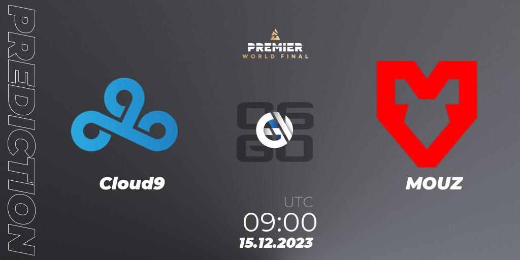 Prognose für das Spiel Cloud9 VS MOUZ. 15.12.23. CS2 (CS:GO) - BLAST Premier World Final 2023