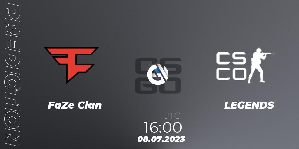 Prognose für das Spiel FaZe Clan VS LEGENDS. 08.07.2023 at 16:00. Counter-Strike (CS2) - SteelSeries CS2 Legends vs Champions 2023