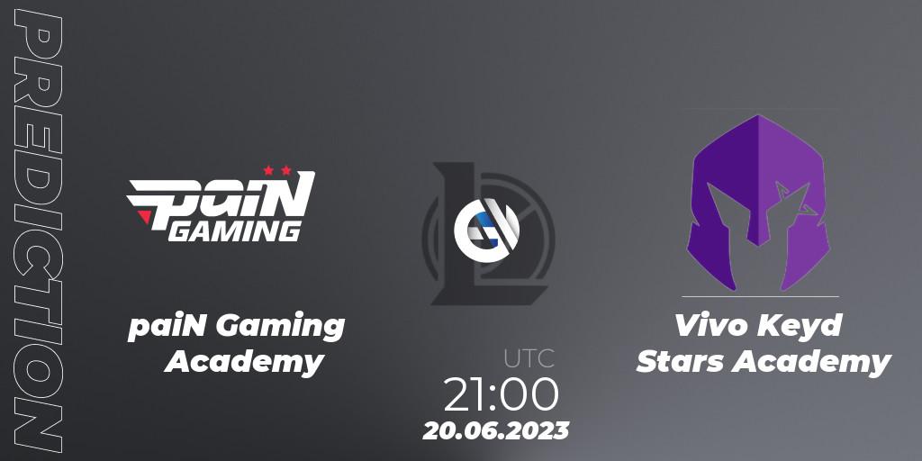 Prognose für das Spiel paiN Gaming Academy VS Vivo Keyd Stars Academy. 20.06.2023 at 21:00. LoL - CBLOL Academy Split 2 2023 - Group Stage