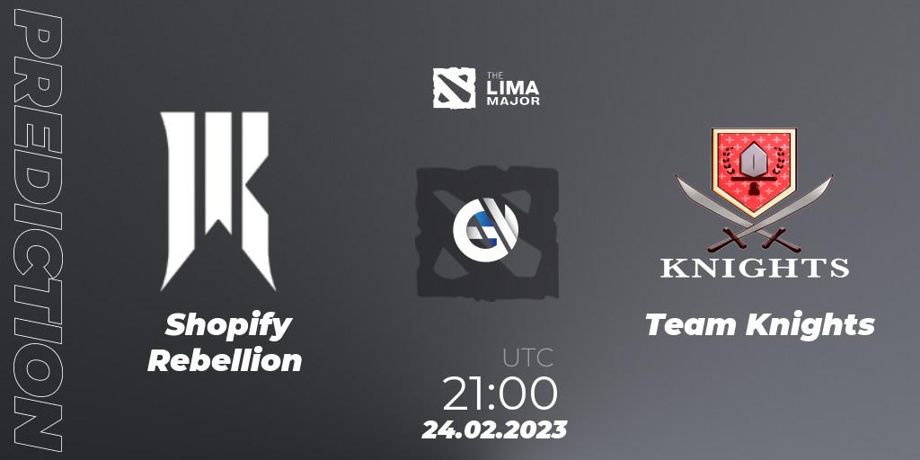 Prognose für das Spiel Shopify Rebellion VS Team Knights. 24.02.23. Dota 2 - The Lima Major 2023