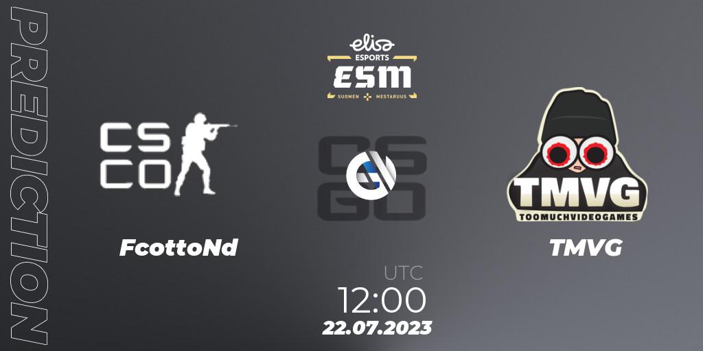 Prognose für das Spiel FcottoNd VS TMVG. 22.07.2023 at 12:00. Counter-Strike (CS2) - eSM 2023: Last Chance Qualifier