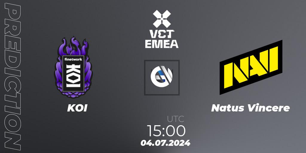 Prognose für das Spiel KOI VS Natus Vincere. 04.07.2024 at 16:00. VALORANT - VALORANT Champions Tour 2024: EMEA League - Stage 2 - Group Stage